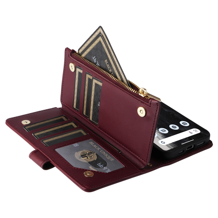 For Google Pixel 7 Crossbody Zipper Wallet Rhombus Leather Phone Case(Wine Red) - Google Cases by PMC TechLife | Online Shopping South Africa | PMC TechLife | Buy Now Pay Later Mobicred
