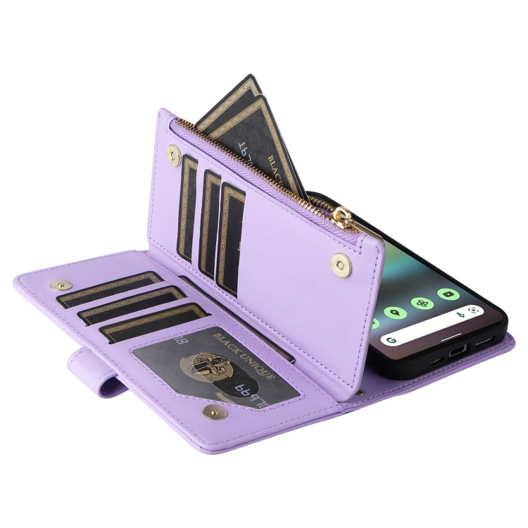 For Google Pixel 7a Crossbody Zipper Wallet Rhombus Leather Phone Case(Purple) - Google Cases by PMC TechLife | Online Shopping South Africa | PMC TechLife | Buy Now Pay Later Mobicred