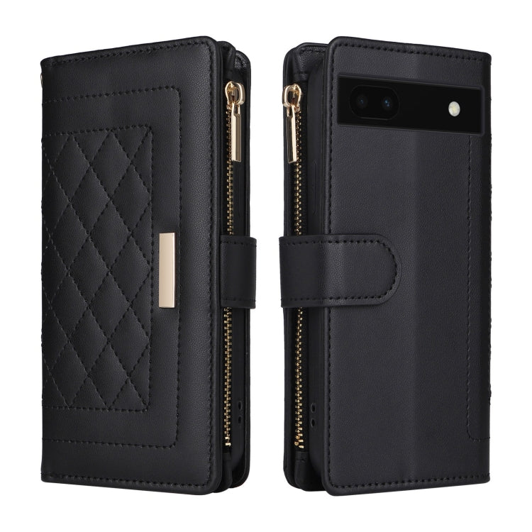 For Google Pixel 7a Crossbody Zipper Wallet Rhombus Leather Phone Case(Black) - Google Cases by PMC TechLife | Online Shopping South Africa | PMC TechLife | Buy Now Pay Later Mobicred