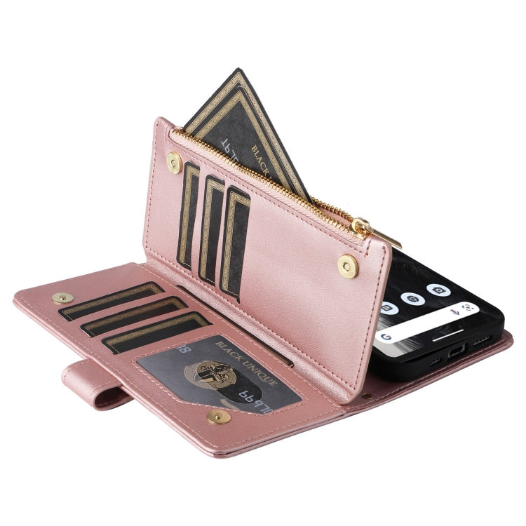 For Google Pixel 7 Pro Crossbody Zipper Wallet Rhombus Leather Phone Case(Rose Gold) - Google Cases by PMC TechLife | Online Shopping South Africa | PMC TechLife | Buy Now Pay Later Mobicred