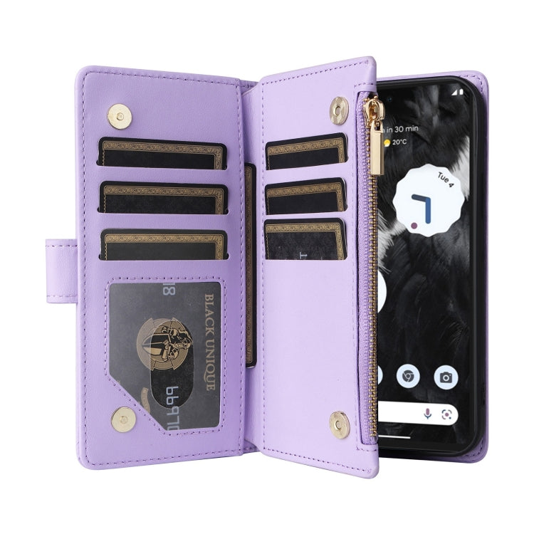 For Google Pixel 7 Pro Crossbody Zipper Wallet Rhombus Leather Phone Case(Purple) - Google Cases by PMC TechLife | Online Shopping South Africa | PMC TechLife | Buy Now Pay Later Mobicred