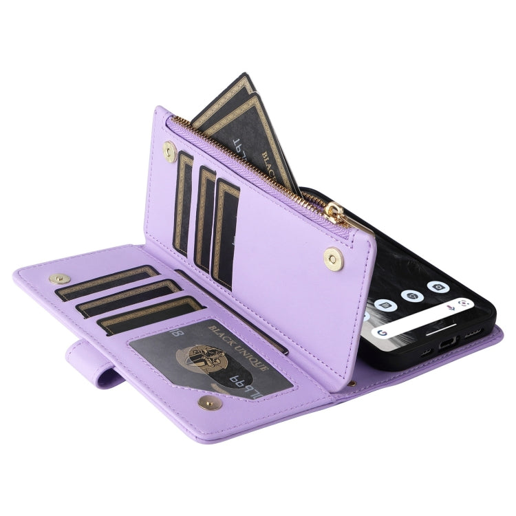 For Google Pixel 7 Pro Crossbody Zipper Wallet Rhombus Leather Phone Case(Purple) - Google Cases by PMC TechLife | Online Shopping South Africa | PMC TechLife | Buy Now Pay Later Mobicred