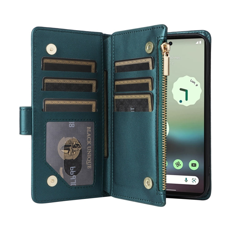 For Google Pixel 6a Crossbody Zipper Wallet Rhombus Leather Phone Case(Green) - Google Cases by PMC TechLife | Online Shopping South Africa | PMC TechLife | Buy Now Pay Later Mobicred