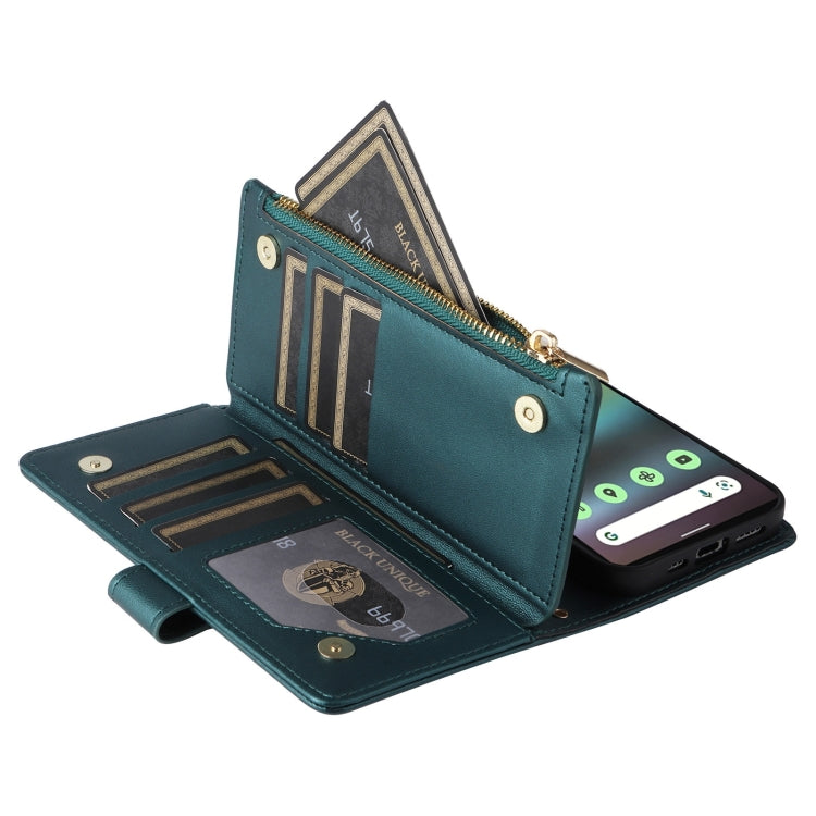 For Google Pixel 6a Crossbody Zipper Wallet Rhombus Leather Phone Case(Green) - Google Cases by PMC TechLife | Online Shopping South Africa | PMC TechLife | Buy Now Pay Later Mobicred