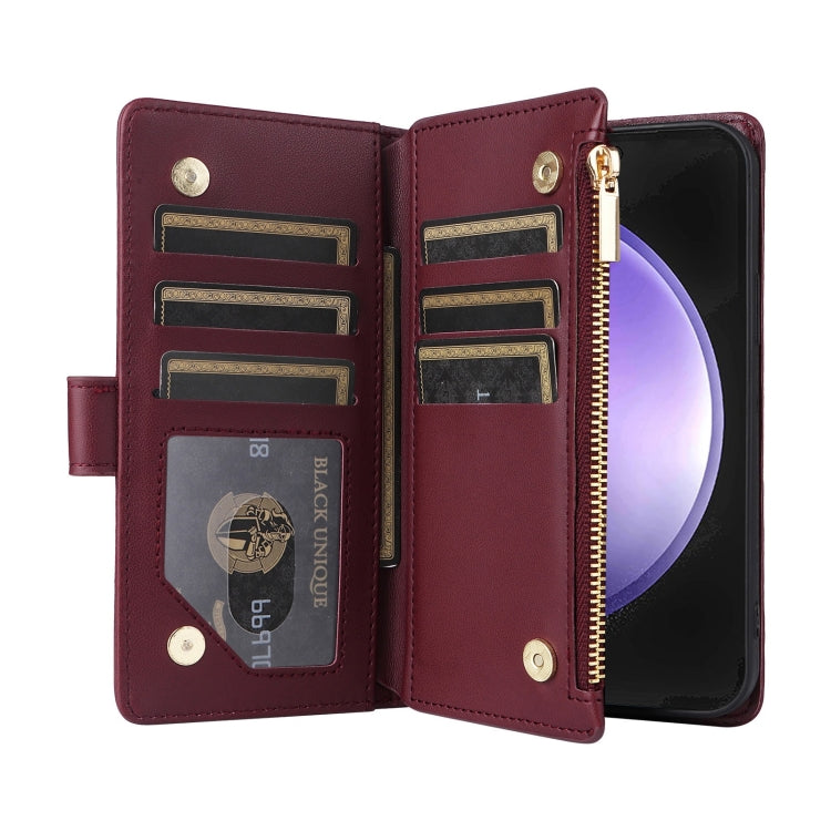 For Samsung Galaxy S24 FE 5G Crossbody Zipper Wallet Rhombus Leather Phone Case(Wine Red) - Galaxy S24 FE 5G Cases by PMC Jewellery | Online Shopping South Africa | PMC Jewellery | Buy Now Pay Later Mobicred