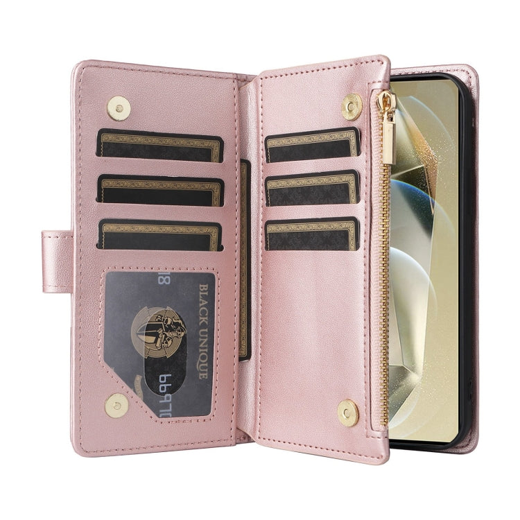 For Samsung Galaxy S24 Ultra 5G Crossbody Zipper Wallet Rhombus Leather Phone Case(Rose Gold) -  by PMC Jewellery | Online Shopping South Africa | PMC Jewellery | Buy Now Pay Later Mobicred