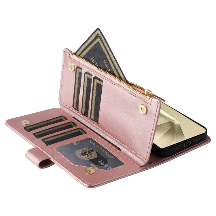 For Samsung Galaxy S24 Ultra 5G Crossbody Zipper Wallet Rhombus Leather Phone Case(Rose Gold) -  by PMC Jewellery | Online Shopping South Africa | PMC Jewellery | Buy Now Pay Later Mobicred