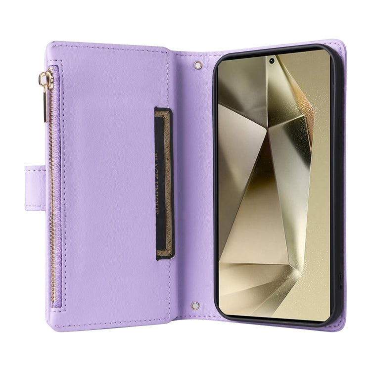 For Samsung Galaxy S24 Ultra 5G Crossbody Zipper Wallet Rhombus Leather Phone Case(Purple) -  by PMC Jewellery | Online Shopping South Africa | PMC Jewellery | Buy Now Pay Later Mobicred