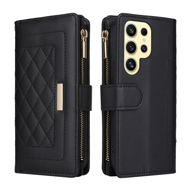 For Samsung Galaxy S24 Ultra 5G Crossbody Zipper Wallet Rhombus Leather Phone Case(Black) -  by PMC Jewellery | Online Shopping South Africa | PMC Jewellery | Buy Now Pay Later Mobicred