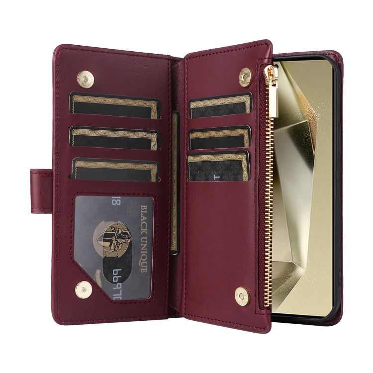 For Samsung Galaxy S24 Ultra 5G Crossbody Zipper Wallet Rhombus Leather Phone Case(Wine Red) -  by PMC Jewellery | Online Shopping South Africa | PMC Jewellery | Buy Now Pay Later Mobicred