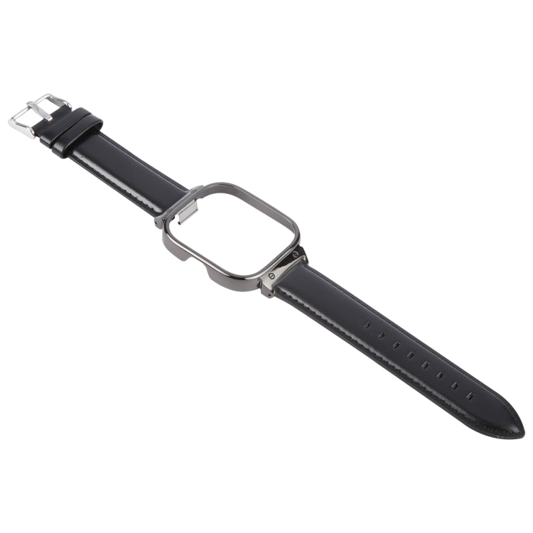 For Redmi Watch 4 Metal Black Frame Genuine Leather Watch Band(Black) - free shipping - PMc TechLife - Order now!