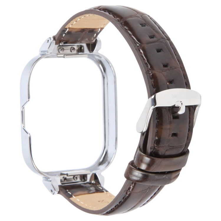 For Redmi Watch 4 Metal Silver Frame Genuine Leather Watch Band(Bamboo Brown) - free shipping - PMc TechLife - Order now!
