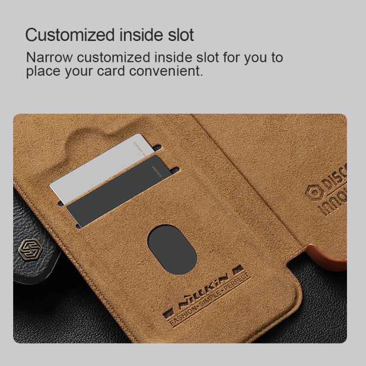 For iPhone 16 NILLKIN Qin Prop Series Flip Camera Cover Design Leather Phone Case(Black) - free shipping - PMC Jewellery - Order now!