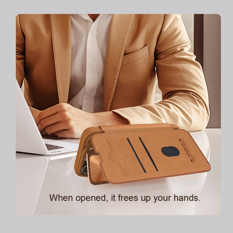 For iPhone 16 NILLKIN Qin Prop Series Flip Camera Cover Design Leather Phone Case(Plain Leather Black) - free shipping - PMC Jewellery - Order now!