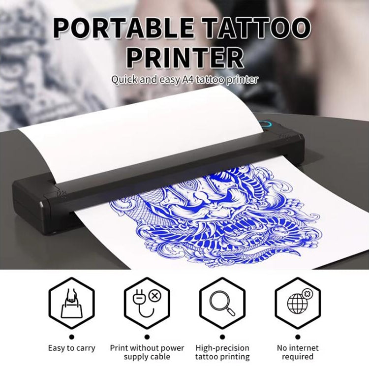 A41 203DPI Portable Tattoo Printer Office Study Bluetooth HD Thermal Printer(Black) - Receipt Printers by PMC Jewellery | Online Shopping South Africa | PMC Jewellery | Buy Now Pay Later Mobicred