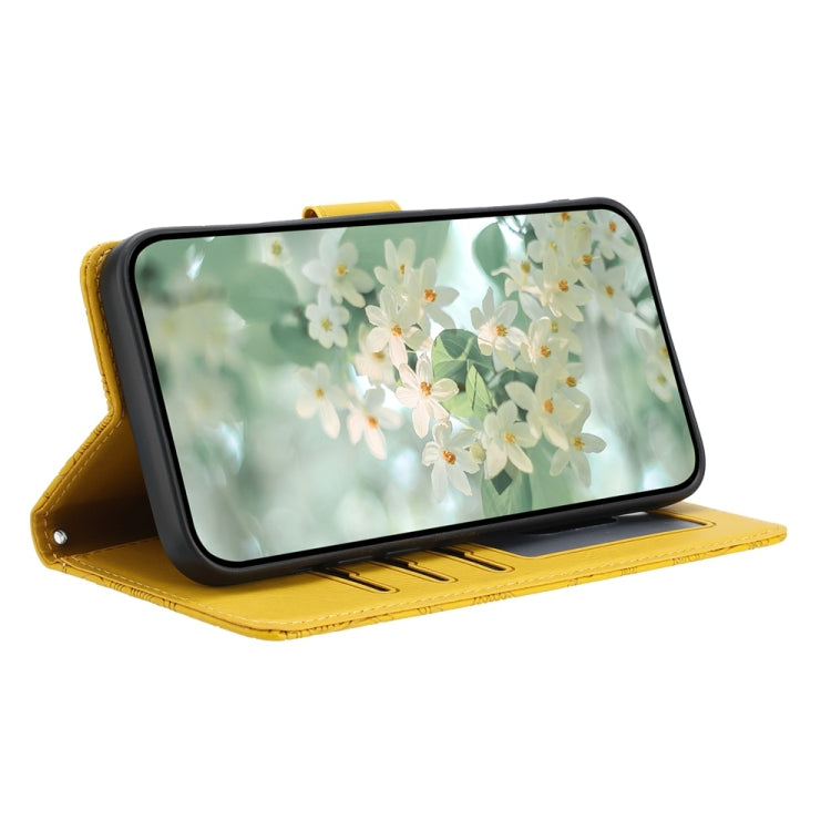 For Samsung Galaxy S25+ 5G Floral Embossed Pattern Leather Phone Case(Yellow) - Galaxy S25+ 5G Cases by PMC Jewellery | Online Shopping South Africa | PMC Jewellery | Buy Now Pay Later Mobicred