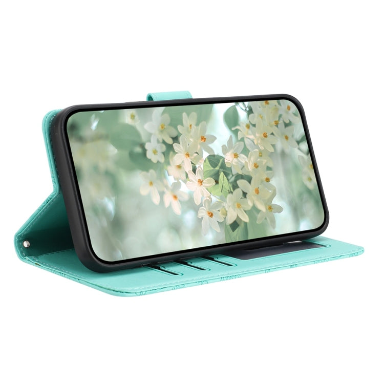 For Samsung Galaxy S25+ 5G Floral Embossed Pattern Leather Phone Case(Light Green) - Galaxy S25+ 5G Cases by PMC Jewellery | Online Shopping South Africa | PMC Jewellery | Buy Now Pay Later Mobicred