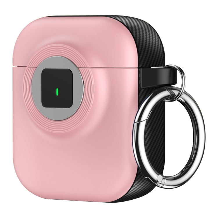 For AirPods 1 / 2 Camera Series PC + TPU Headset Shockproof Carbon Fibre Case(Pink) - For AirPods 1/2 by PMC Jewellery | Online Shopping South Africa | PMC Jewellery | Buy Now Pay Later Mobicred