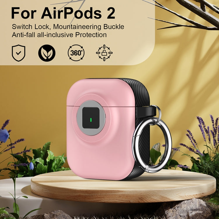 For AirPods 1 / 2 Camera Series PC + TPU Headset Shockproof Carbon Fibre Case(Pink) - For AirPods 1/2 by PMC Jewellery | Online Shopping South Africa | PMC Jewellery | Buy Now Pay Later Mobicred
