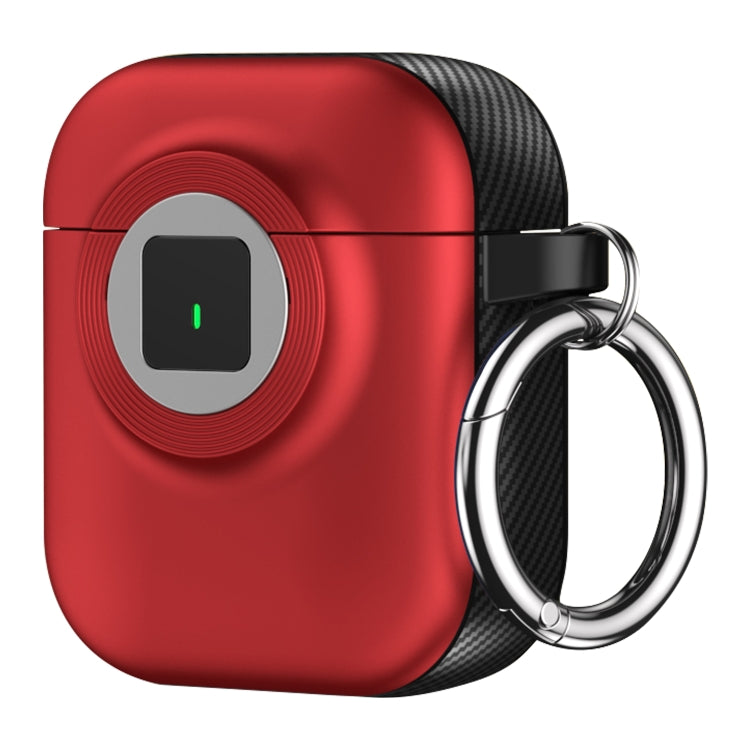 For AirPods 1 / 2 Camera Series PC + TPU Headset Shockproof Carbon Fibre Case(Red) - free shipping - PMC Jewellery - Order now!