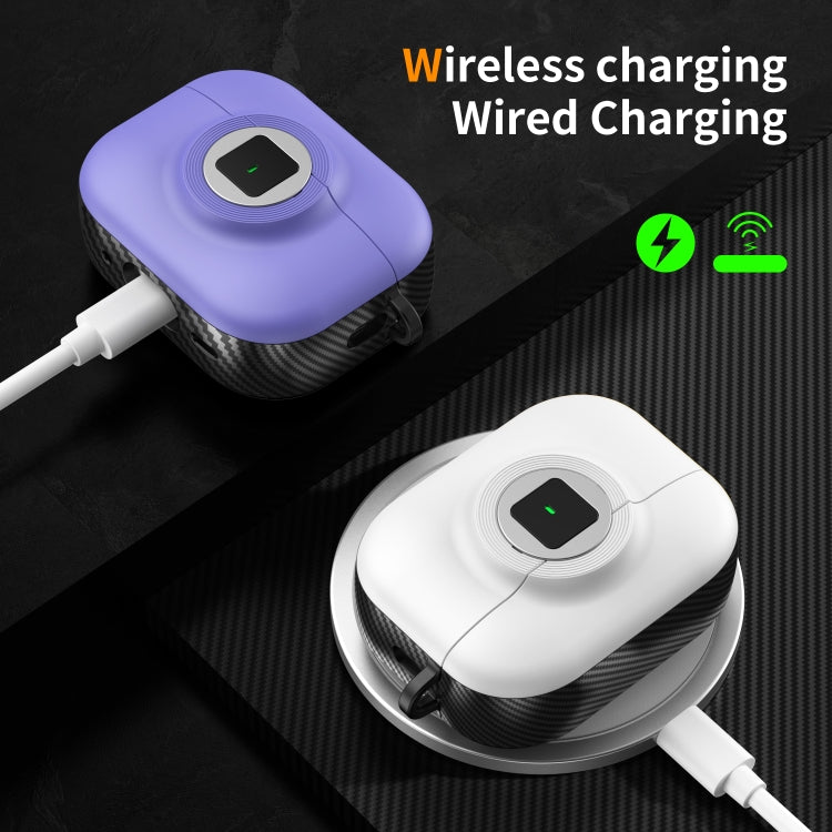 For AirPods Pro Camera Series PC + TPU Headset Shockproof Carbon Fibre Case(Purple) - For AirPods Pro by PMC Jewellery | Online Shopping South Africa | PMC Jewellery | Buy Now Pay Later Mobicred