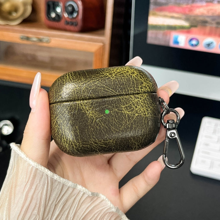 For AirPods 3 Retro Oil Leather Bluetooth Earphones Protective Case(Army Green) - For AirPods 3 by PMC Jewellery | Online Shopping South Africa | PMC Jewellery | Buy Now Pay Later Mobicred