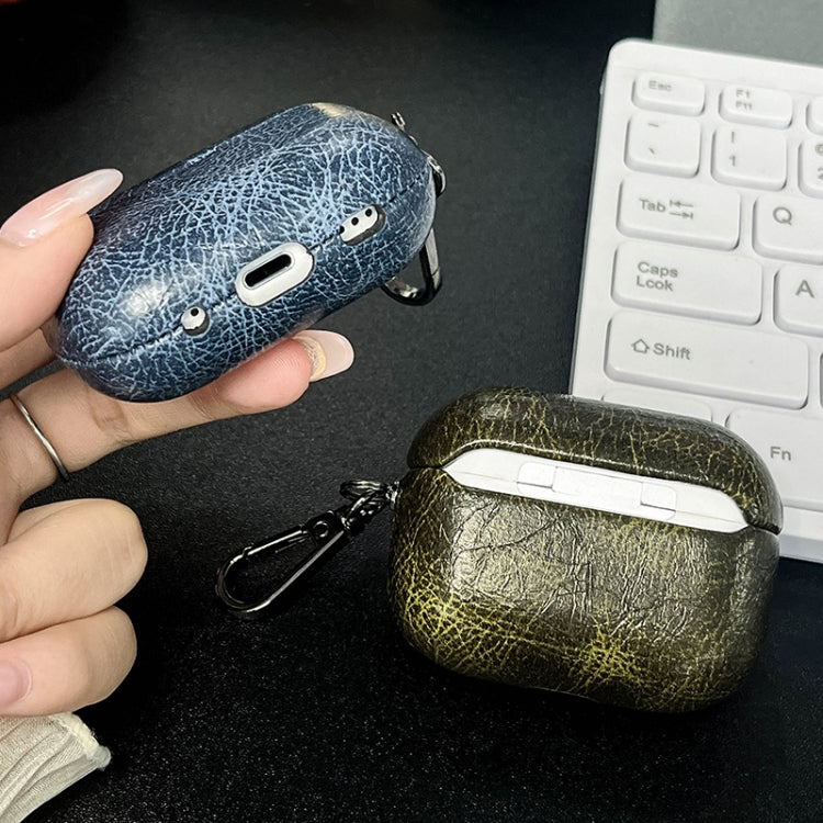 For AirPods Pro Retro Oil Leather Bluetooth Earphones Protective Case(Blue) - For AirPods Pro by PMC Jewellery | Online Shopping South Africa | PMC Jewellery | Buy Now Pay Later Mobicred