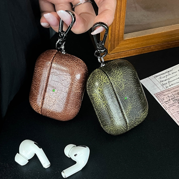 For AirPods 4 Retro Oil Leather Bluetooth Earphones Protective Case(Black) - For AirPods 4 by PMC Jewellery | Online Shopping South Africa | PMC Jewellery | Buy Now Pay Later Mobicred