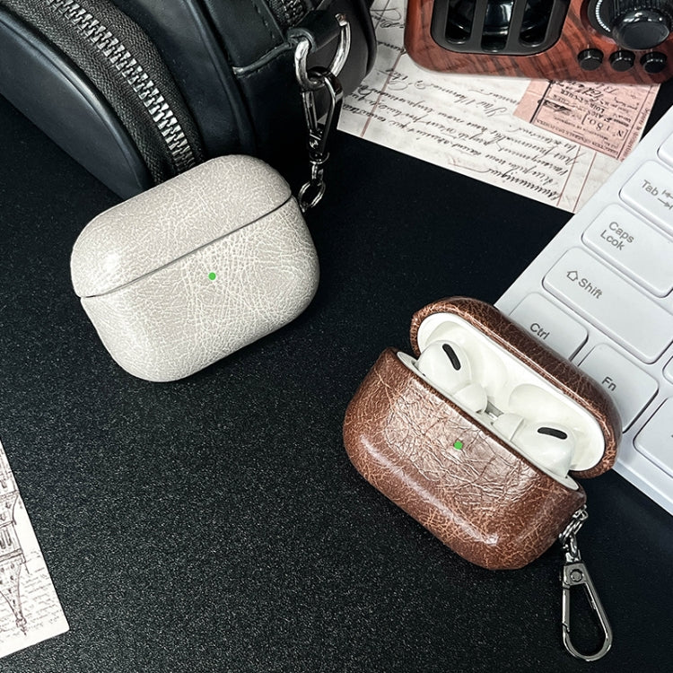 For AirPods 3 Retro Oil Leather Bluetooth Earphones Protective Case(White) - For AirPods 3 by PMC Jewellery | Online Shopping South Africa | PMC Jewellery | Buy Now Pay Later Mobicred