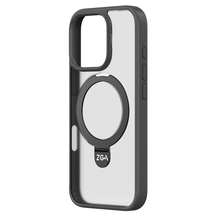 For iPhone 16 Pro Max ZGA Magsafe Holder PC Hybrid TPU Phone Case(Black) - free shipping - PMC Jewellery - Order now!
