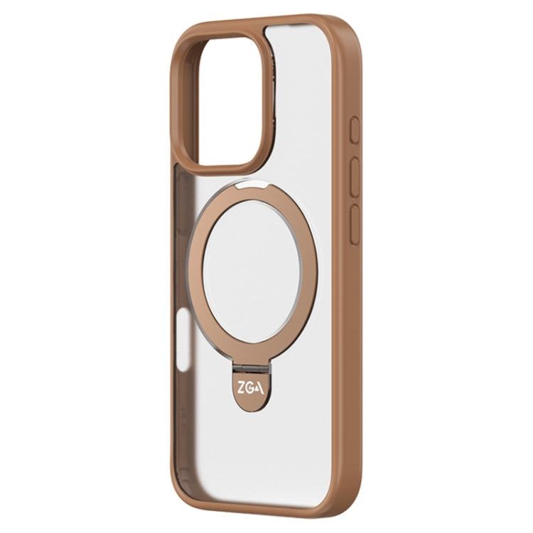 For iPhone 16 Pro Max ZGA Magsafe Holder PC Hybrid TPU Phone Case(Gold) - free shipping - PMC Jewellery - Order now!