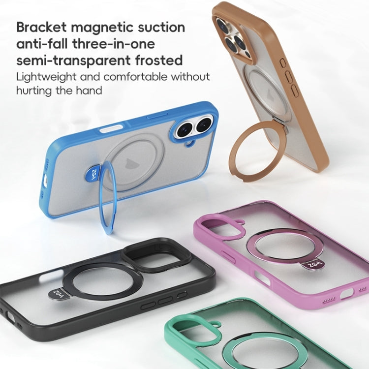 For iPhone 16 Pro Max ZGA Magsafe Holder PC Hybrid TPU Phone Case(Gold) - free shipping - PMC Jewellery - Order now!