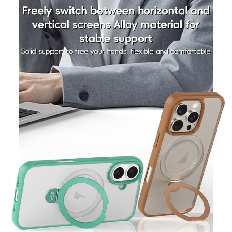 For iPhone 16 Pro Max ZGA Magsafe Holder PC Hybrid TPU Phone Case(Grey) - free shipping - PMC Jewellery - Order now!