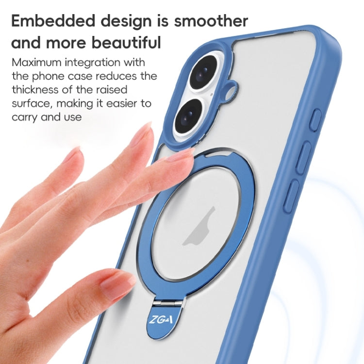 For iPhone 16 Plus ZGA Magsafe Holder PC Hybrid TPU Phone Case(Blue) - iPhone 16 Plus Cases by ZGA | Online Shopping South Africa | PMC Jewellery | Buy Now Pay Later Mobicred