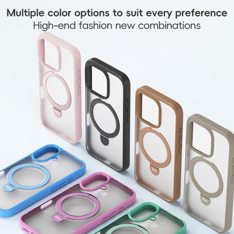 For iPhone 16 Plus ZGA Magsafe Holder PC Hybrid TPU Phone Case(Pink) - free shipping - PMC Jewellery - Order now!