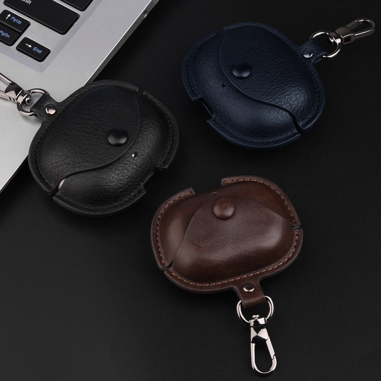 For Realme Buds Air 5 Pro Leather Earphone Protective Case with Hook(Blue) - free shipping - PMC Jewellery - Order now!