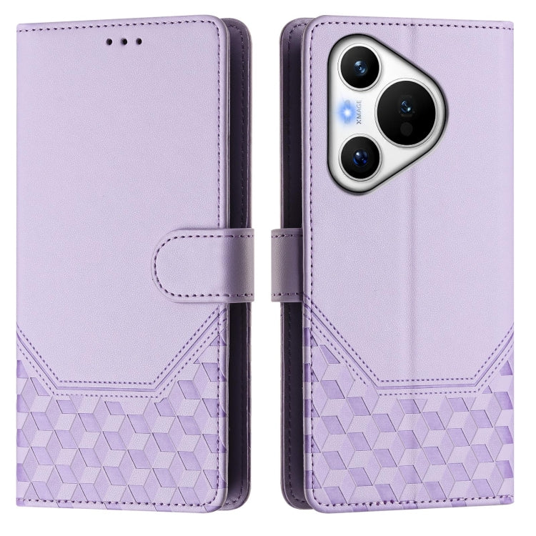 For Huawei Pura 70 Honeycomb Embossing RFID Leather Phone Case(Light Purple) - free shipping - PMC Jewellery - Order now!