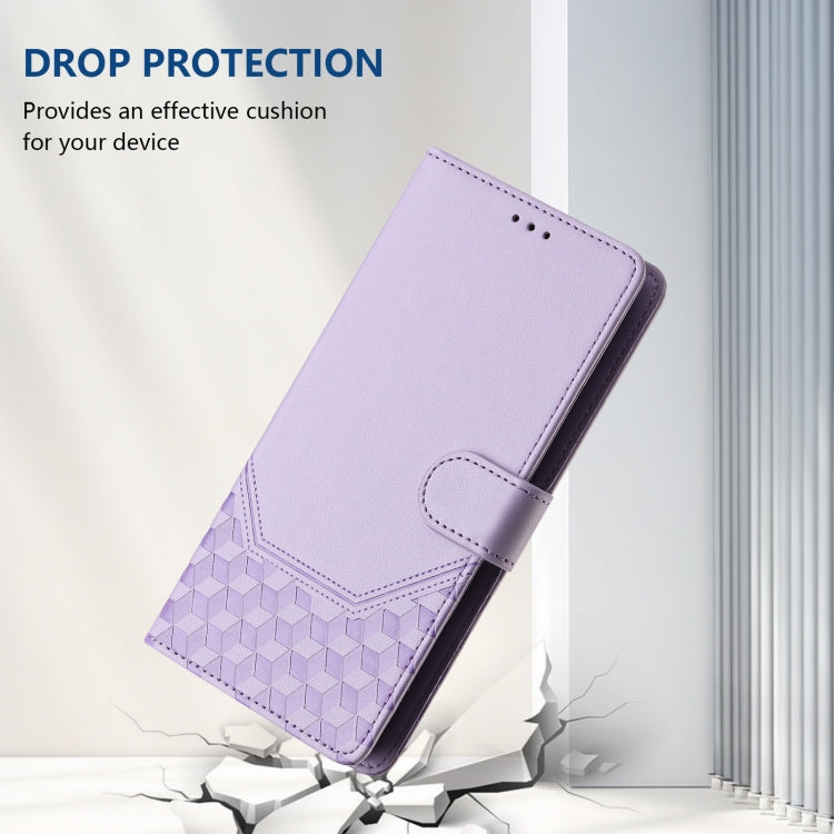 For Huawei Pura 70 Honeycomb Embossing RFID Leather Phone Case(Light Purple) - free shipping - PMC Jewellery - Order now!
