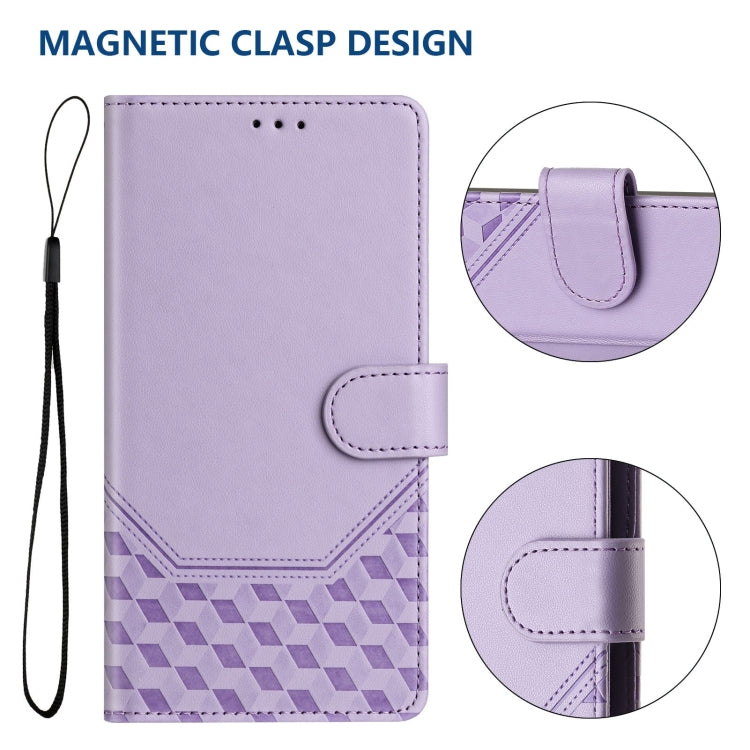 For Honor Magic6 Pro 5G Honeycomb Embossing RFID Leather Phone Case(Light Purple) - Honor Cases by PMC Jewellery | Online Shopping South Africa | PMC Jewellery | Buy Now Pay Later Mobicred