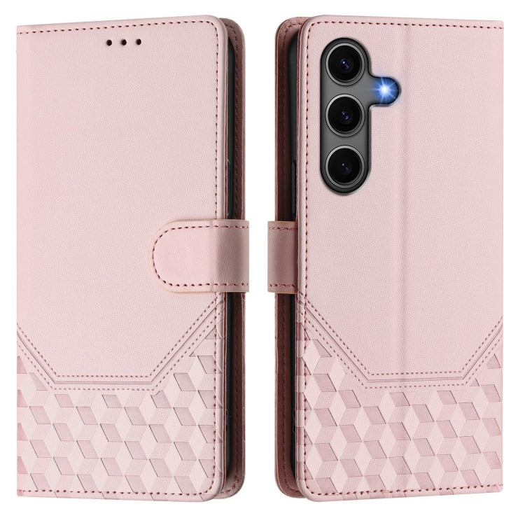 For Samsung Galaxy S25+ 5G Honeycomb Embossing RFID Leather Phone Case(Pink) - Galaxy S25+ 5G Cases by PMC Jewellery | Online Shopping South Africa | PMC Jewellery | Buy Now Pay Later Mobicred