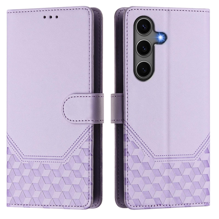 For Samsung Galaxy S25+ 5G Honeycomb Embossing RFID Leather Phone Case(Light Purple) - free shipping - PMC Jewellery - Order now!