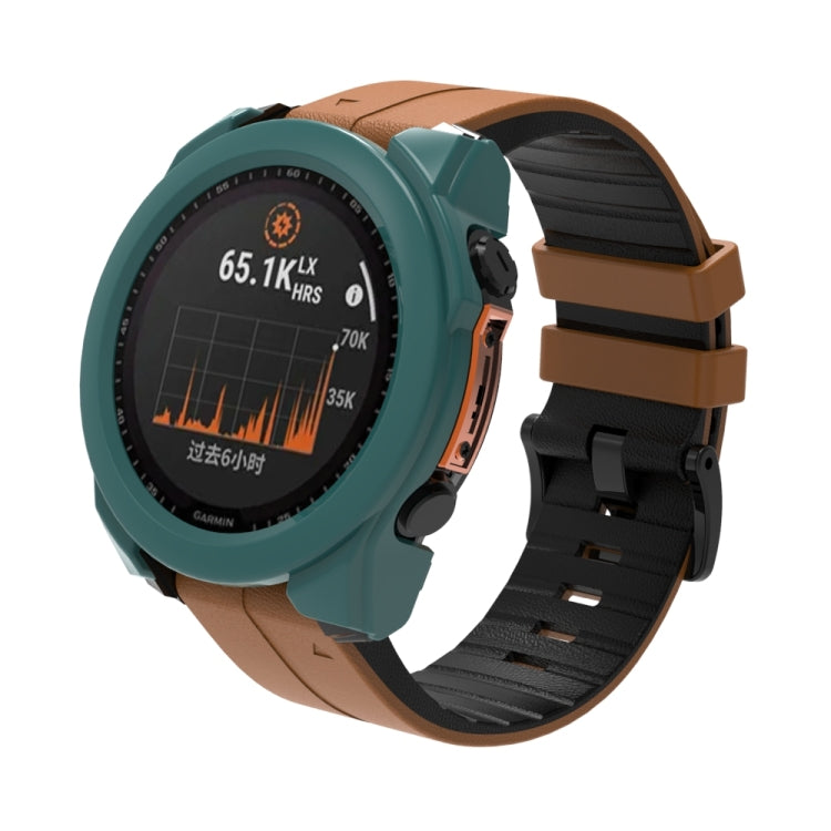For Garmin Fenix 8 AMOLED 43mm Tempered Glass Film Integrated PC Watch Protective Case(Green) - Watch Cases by PMC TechLife | Online Shopping South Africa | PMC TechLife | Buy Now Pay Later Mobicred