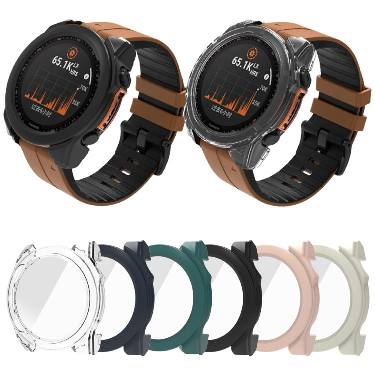 For Garmin Fenix 8 AMOLED 43mm Tempered Glass Film Integrated PC Watch Protective Case(Black) - Watch Cases by PMC TechLife | Online Shopping South Africa | PMC TechLife | Buy Now Pay Later Mobicred