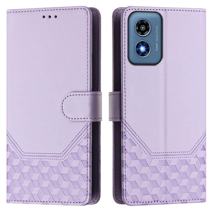 For Motorola Moto G Play 4G 2024 Oversea Honeycomb Embossing RFID Leather Phone Case(Light Purple) - free shipping - PMC Jewellery - Order now!