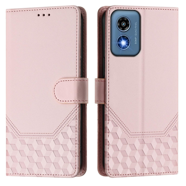 For Motorola Moto G 5G 2024 Oversea Honeycomb Embossing RFID Leather Phone Case(Pink) - Motorola Cases by PMC Jewellery | Online Shopping South Africa | PMC Jewellery | Buy Now Pay Later Mobicred