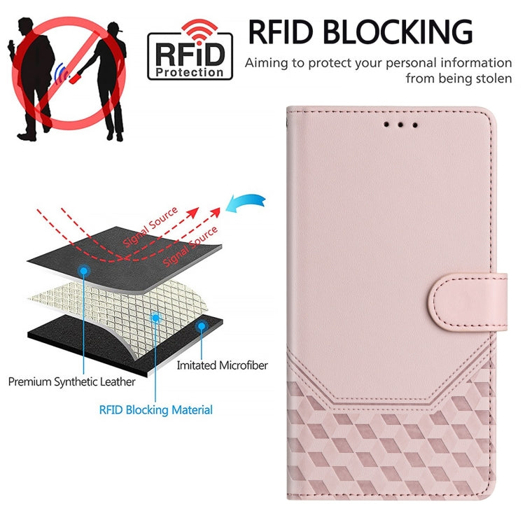 For Motorola Moto G 5G 2024 Oversea Honeycomb Embossing RFID Leather Phone Case(Pink) - Motorola Cases by PMC Jewellery | Online Shopping South Africa | PMC Jewellery | Buy Now Pay Later Mobicred