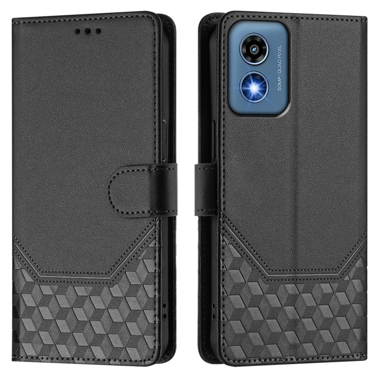 For Motorola Moto G 5G 2024 Oversea Honeycomb Embossing RFID Leather Phone Case(Black) - Motorola Cases by PMC Jewellery | Online Shopping South Africa | PMC Jewellery | Buy Now Pay Later Mobicred