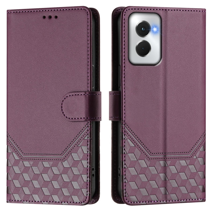 For Motorola Moto G Power 5G 2024 Honeycomb Embossing RFID Leather Phone Case(Violet) - Motorola Cases by PMC Jewellery | Online Shopping South Africa | PMC Jewellery | Buy Now Pay Later Mobicred