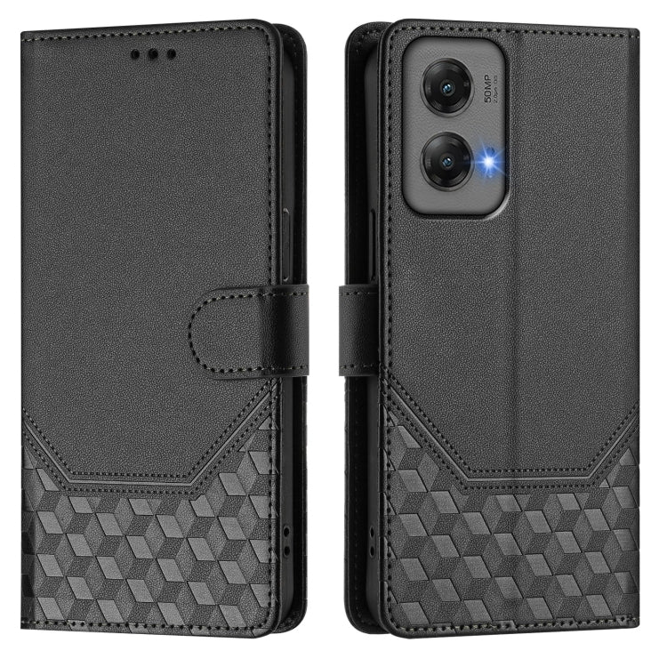 For Motorola Moto G Stylus 5G 2024 Honeycomb Embossing RFID Leather Phone Case(Black) - Motorola Cases by PMC Jewellery | Online Shopping South Africa | PMC Jewellery | Buy Now Pay Later Mobicred