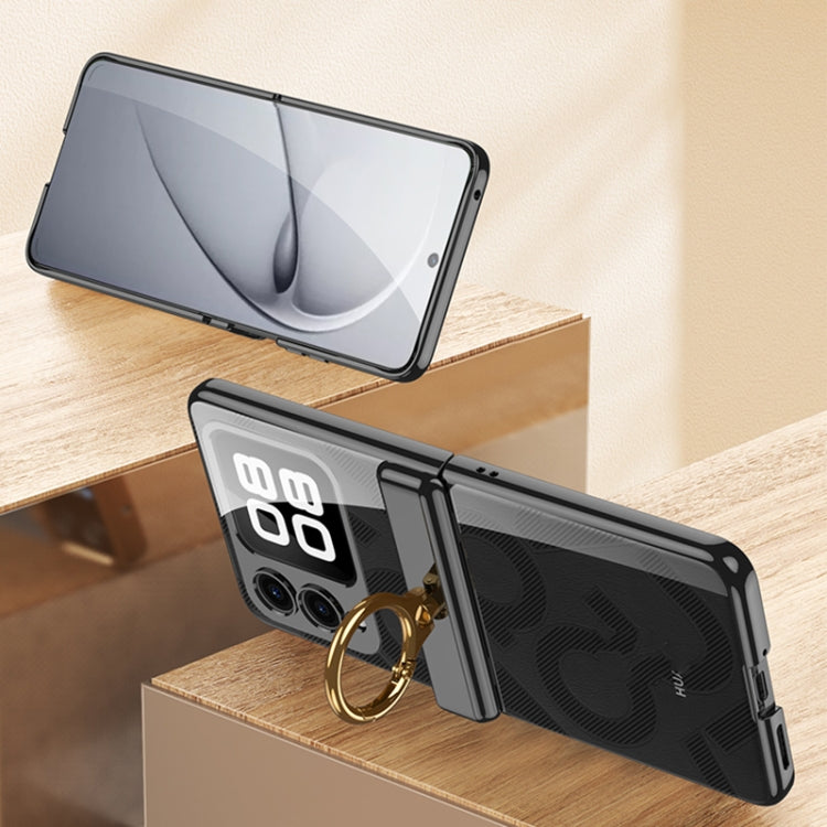 For Huawei nova Flip GKK Integrated  Magnetic Folding Phantom Rotary Phone Case with Ring Holder(Black) - free shipping - PMC Jewellery - Order now!